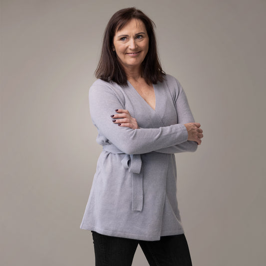 HEIMARÓ Cashmere - Bundin peysa, grá